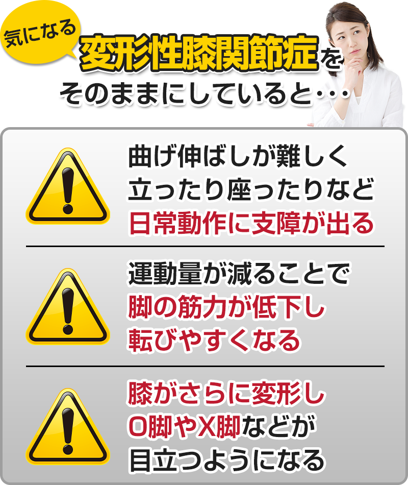変形性膝関節症をそのままにしていると